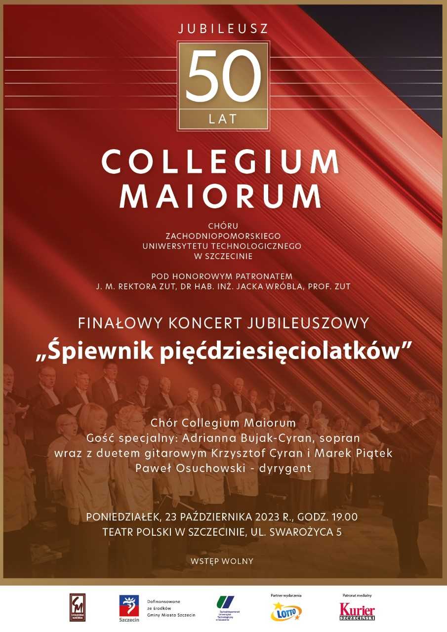 Plakat przedsięwzięcia zawierający informacje znajdujące się w tekście poniżej. W tle tekstu zdjęcie chóru podczas występu. Na dole plakatu logotypy organizatorów i instytucji wspierających (ZUT, Miasto Szczecin, Lotto, Kurier Szczeciński)